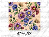 Chrysanthemum Floral Tumbler Sublimation PNG Seamless Wrap 20oz Skinny Digital Design File with Free Car Coasters thumbnail 13