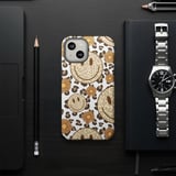 Cheetah Leopard Print Smiley Face Tote Bag & Phone Case - Retro Trendy Happy Face Daisy Flower Groovy Gift thumbnail 8