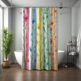 Watercolor Bloom Stripe Shower Curtain thumbnail 7
