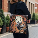 Halloween Tote Bag, Ghost on Scooter, Halloween Night Design, Spooky Season Tote, Funny Halloween, Raccoon, Jack O Lanterns, Bats, Tote Bag thumbnail 6