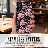 Cherry Blossom Tumbler Design, Digital Paper, Floral Backgrounds, Junk Journal, Pink Flowers, Printable PNG, Scrapbooking Paper thumbnail 6