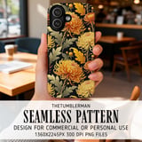 Chrysanthemum Tumbler Design, Floral Digital Download, Watercolor Flower Backgrounds, Junk Journal Pages, Printable Tumbler Png thumbnail 6