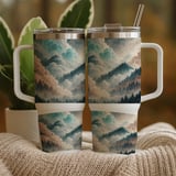 Watercolor Landscape Digital Pattern, Mountain Forest Clouds Digital Bundle, Scenic Print, Wall Art Design, Digital Art Prints, PNG JPG thumbnail 11