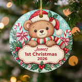 Baby First Christmas Ornament, Personalized Teddy Bear Ornament, Custom Name First Christmas 2026 Keepsake Gift for New Baby Grandbaby thumbnail 2