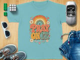 Pray On It Christian Youth T-Shirt | Retro Faith Rainbow Tee | Vintage Inspirational Boho Religious Gift for Her Women thumbnail 8