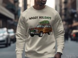 Waggy Holidays T-Shirt, Christmas Tree Car Shirt, Festive wagoneer Tee, Holiday Vehicle Apparel, Gift for Car Lovers, Christmas TShirt thumbnail 5