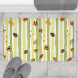Fall Shower Curtain and Bath Mat Set, Rustic Autumn Botanical Bathroom Decor, Vintage Cottagecore Leaves Acorn Pinecone Yellow Green Decor thumbnail 16
