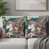 Unicorn Blanket, Pillow and Pillowcase: Floral Rainbow Girl Fantasy Decor thumbnail 2
