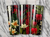 Dark Botanical Tumbler Wrap PNG 20oz Skinny Seamless Sublimation Digital Design with Free Car Coasters thumbnail 7
