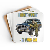 Grand Wagoneer Corkwood Coaster Set, Car Lover Gift, The Waggy Coaster Set, Classic Car, Vintage Car Art, Auto Enthusiast Coaster thumbnail 1