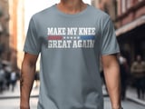 Make My Knee Great Again Surgery Recovery Standard T-Shirts With Red Blue Patriotic Stripes thumbnail 2