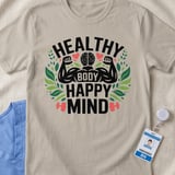 Healthy Body Happy Mind Shirt, Mental Health Fitness Sweatshirt, Workout Graphic Tee, Gym Motivational T-Shirt, Wellness Self Care Gift thumbnail 4