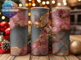 20 oz Skinny Tumbler Wrap, Agate Stone Sublimation Design, Gold Veins, Straight and Tapered Wrap png, Digital Download thumbnail 2