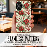 Christmas Poinsettia Tumbler Design, Digital Download, Floral Junk Journal, Watercolor Flower Background, Colorful Flowers Digital Papers thumbnail 6