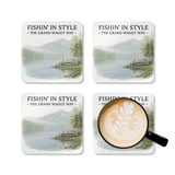 Grand Wagoneer Corkwood Coaster Set, The Waggy Car Coasters, Fisherman Gift, Lake Scenery Art, Car Lover Gift, Housewarming Gift thumbnail 5