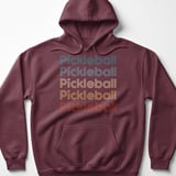 Pickleball Gildan Fleece Hoodie, Retro Striped Pickleball Stacked Line Graphic, Court Pullover Sweatshirt thumbnail 3