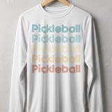 Pickleball Sport-Tek Long Sleeve Tee, Retro Striped Font Multi Line Pickleball Repeat Graphic, Sun Shield Shirt thumbnail 11