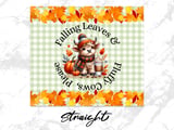 Falling Leaves Cow 20oz Seamless Tumbler Wrap, Autumn Highland Cow, Highland Cow Sublimation, Coffee Pumpkin, Cute Fall Seamless Design thumbnail 5