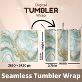 Turquoise Gold Marble Tumbler Design, Digital Paper Pack, Scrapbooking Paper, Floral Backgrounds, Sublimation Tumbler Png Digital thumbnail 7