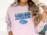 Laser Eyes Activated T-Shirt: Futuristic Cybernetic Eye Vision, Sci-Fi Neon Graphic Design thumbnail 3