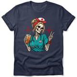 Skeleton Nurse Iced Coffee Tee thumbnail 4