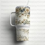 40oz Tumbler Wrap Sublimation Digital, Seamless Distressed Floral Daisy, Luxury Bridal Party Design, Customizable Bride Maid of Honor Gift thumbnail 6