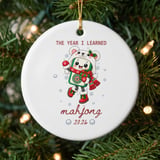 Mahjong Christmas Ornament 2026, The Year I Learned Mahjong Keepsake, Cute Kawaii Tile Holiday Gift for Game Night Player and Lover thumbnail 1