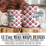 Happy Valentines Day Dog Paw Prints Digital Pattern, Digital Bundle, Valentine Puppy, Plaid Hearts, Pet Paw Prints, Valentines Day Gift thumbnail 4