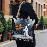 Halloween Tote Bag, Dead Funny Ghost Stand Up Comedy, Skeleton Audience, Pumpkin Seats, Bats, Spooky Season, Unique Halloween Tote Bag thumbnail 6