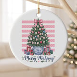Merry Mahjong Christmas Ornament, Preppy Chinoiserie Tree Holiday Ornament, Mahjong Player Gift, Grandmillennial Game Night Keepsake Decor thumbnail 2