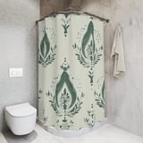 Sage Green Damask Shower Curtain, Bath Mat Set, Boho Floral Bathroom Decor, Vintage Botanical Cottagecore Housewarming Gift for New Home thumbnail 7