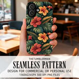 Tropical Flowers Tumbler Design, Digital Paper, Hibiscus Flower Tumbler, Watercolor Floral Junk Journal, Digital Scrapbook Paper, PNG thumbnail 6