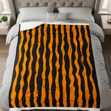 Distressed Orange Black Stripe Velveteen Blanket | Spooky Halloween Woven Throw Pillow | Grunge Fall Decor Gift thumbnail 6