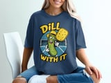 Pickleball Comfort Colors Shirt, Dill With It Funny Pickle Pun, Retro Court Player Vintage Graphic Tee thumbnail 4