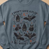 Whimsical Bat I Don't Give A Flap T-Shirt, Spooky Cute Bats Sweatshirt, Funny Goth Bat Lover Shirt, Quirky Halloween Gift thumbnail 12