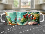 Clownfish & Anemone Mug Wrap Digital Design | Ocean Life Sublimation PNG | 11oz 15oz Marine Fish Cup Wrap thumbnail 11