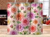 Dahlia Floral Tumbler Sublimation Design PNG | 20oz Skinny Tapered Seamless Watercolor Digital Download thumbnail 8