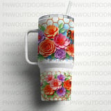 40oz Tumbler Wrap PNG, Distressed Honey Bee Honeycomb Floral Sublimation Design, Tapered Seamless Digital Download, Car Coaster Freebie. thumbnail 5