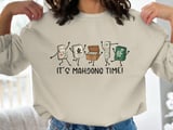 Cute Mahjong Time Graphic Print, Funny Dancing Mahjong Tiles Art, Kawaii Board Game Lover Gift, Asian Tile Game Night Decor thumbnail 2
