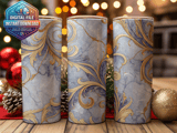20 oz Skinny Tumbler Wrap, Golden Floral, Marble Texture, Sublimation Design, Straight and Tapered Wrap png, Digital Download thumbnail 2