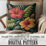 Tropical Tumbler Design, Hibiscus Flower Digital Download, Colorful Floral Tumbler Png, Floral Junk Journal Pages, Digital Scrapbooking thumbnail 5