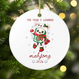 Mahjong Christmas Ornament 2026, The Year I Learned Mahjong Keepsake, Cute Kawaii Tile Holiday Gift for Game Night Player and Lover thumbnail 3