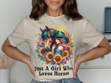 Horse Lover T-Shirt, Cowgirl Shirt, Floral Horse Tee, Horse Girl Gift, Sunflower Horse Lover, Horseback Riding Shirt, Western T-Shirt thumbnail 6