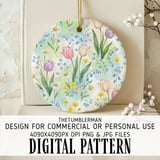 Digital Floral Pattern Bundle, Watercolor Flower Design, Spring Flowers, Daisy, Tulip, Forget Me Not, Digital Paper, Seamless Pattern thumbnail 3