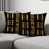 Gold Black Mud Cloth Velveteen Blanket, African Tribal Woven Blanket, Boho Abstract Art Throw Pillows, Ethnic Home Decor Gift thumbnail 16