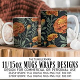 Marigold Tumbler Design, Floral Digital Papers, Watercolor Flower Backgrounds, Printable Tumbler Png, Digital Scrapbooking Paper thumbnail 4