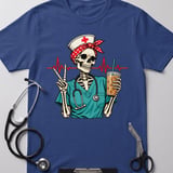 Skeleton Nurse Coffee Lover Tee thumbnail 3