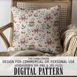 Digital Pattern, Digital Bundle, Macarons, Bows, Tea Cup, Floral, Seamless Pattern, Digital Paper, Scrapbooking, Fabric Design, Commercial thumbnail 5