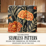 Marigold Tumbler Design, Floral Digital Paper, Printable Flower Tumbler PNG, Scrapbook Paper, Watercolor Flower Background, Digital Download thumbnail 2