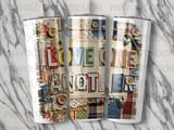 Love One Another Tumbler Wrap Digital Design, Scrapbook Collage PNG, Inspirational Rustic 20oz Sublimation Seamless Faith Quote thumbnail 2
